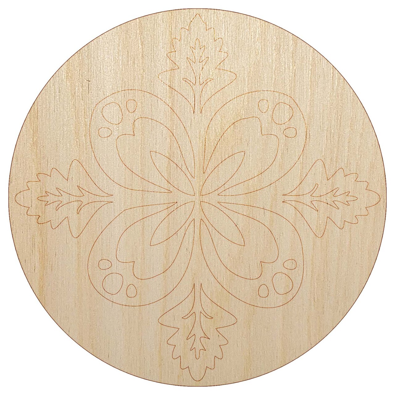 Forest Flower Petal and Leaf Design Unfinished Wood Shape Piece Cutout for DIY Craft Projects